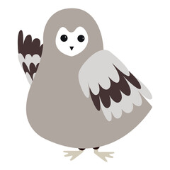 Owl png diary sticker gray cute wild animal illustration for kids