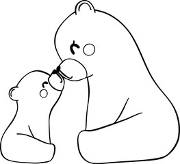 Retro Mothers Day Bear and baby outline 