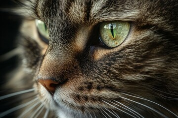 Extreme close-up of the face of a beautiful beige-brown сat