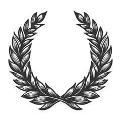Obraz premium laurel wreath, symbolizing victory and honor, depicted in a detailed engraving style sketch engraving generative ai vector illustration. Scratch board imitation. Black and white image.