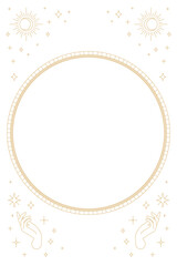 Png two mystic hands round frame linear style in gold