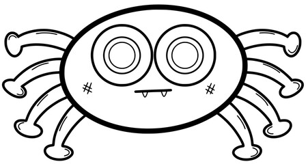 Spider and spider web cartoon doodle line coloring illustration for Halloween