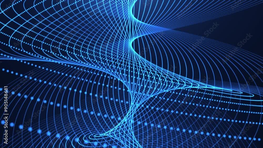 Aufkleber abstract hi-tech futuristic spiral of digital lines and dots rotating on a dark background