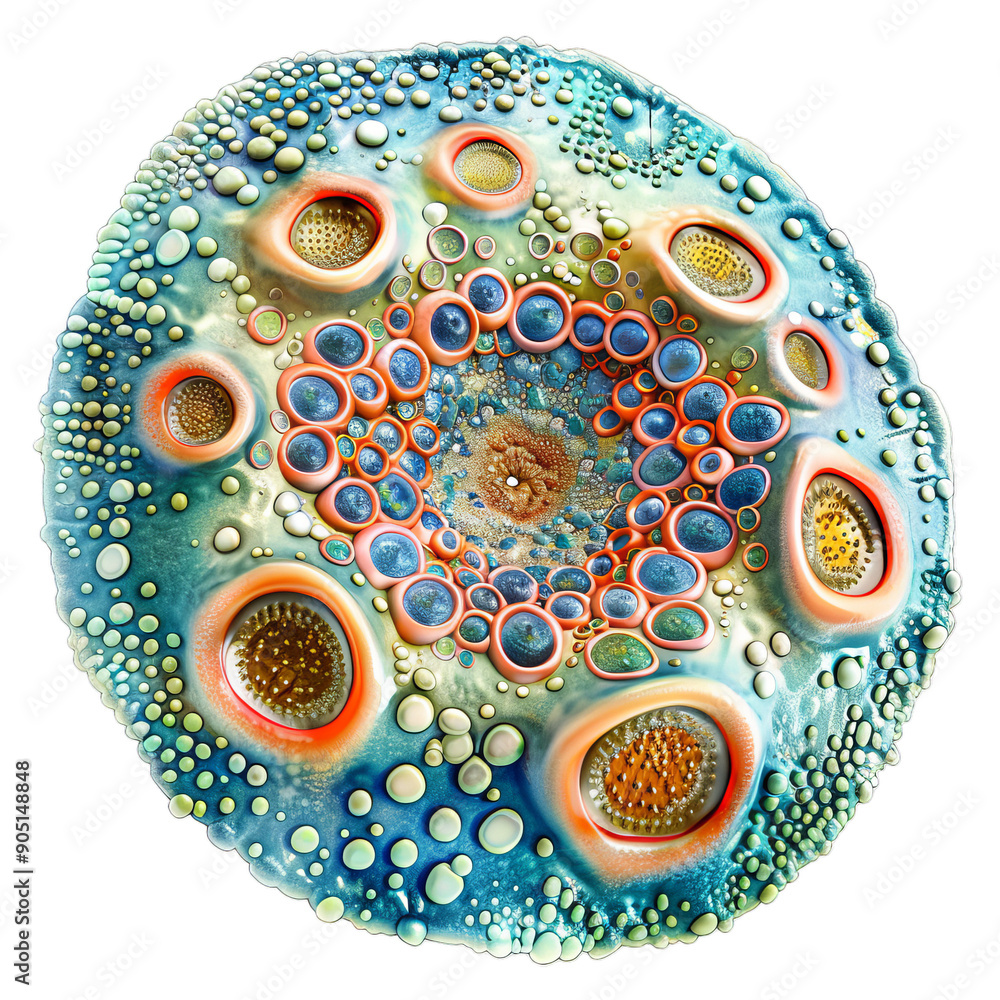 Aufkleber complex alien organism with colorful cellular structure, pulsating with life