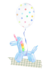 Unicorn balloon png sticker, transparent background