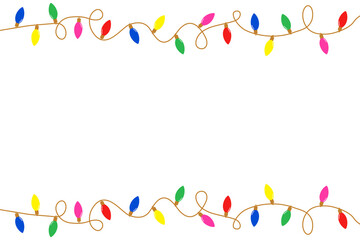 Colorful png Christmas lights frame, transparent background