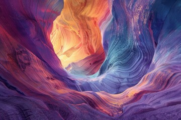 Obraz premium Abstract Canyon Walls with Wavy, Layered Textures and Vibrant Colors