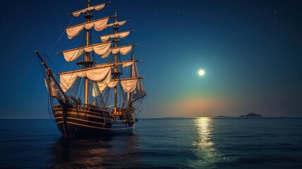 Fototapeta premium Sailing under the Moonlight