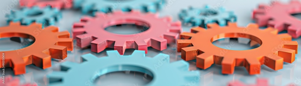 Aufkleber vibrant arrangement of colorful gears showcasing interlocking mechanics, ideal for concepts of colla