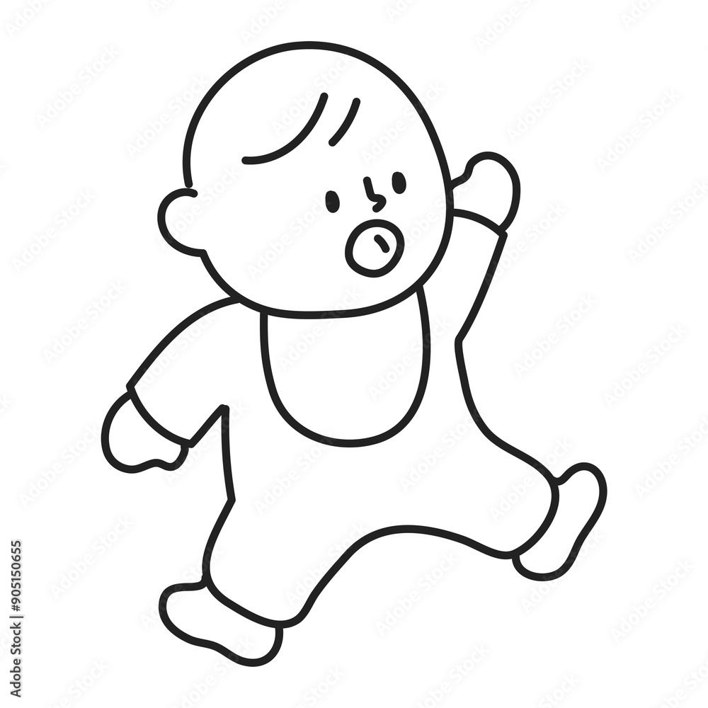 Canvas Prints png baby boy line art sticker, transparent background