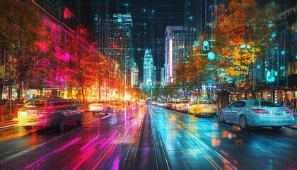 Obraz premium Digital Innovation in Action: Smart Cities and Advanced Connectivity, digital innovation in the context of smart cities and advanced connectivity