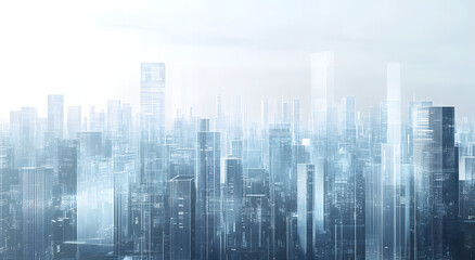 A Digital Cityscape with Skyscrapers and Data Streams, Highlighting the Integration of Advanced Technology and Urban Development in a Futuristic Smart City Environment
