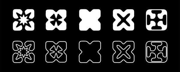 Abstract and basic shape icon collection. Geometric y2k style element shape. Polygonal elements. Modern trendy minimalist basic figures, circles, hexagon, star, flat style. Vector illustration	