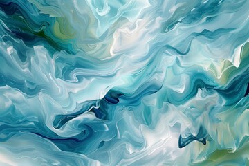 Obraz premium Abstract Teal and White Fluid Art Background