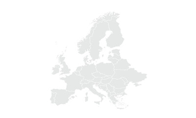 Fototapeta premium Political Map of Europe isolated on white background. for website layouts, background, education, precise, customizable, Travel worldwide, map silhouette backdrop, earth geography, political, reports.