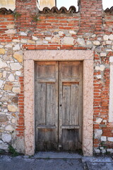 an old wooden entrance door