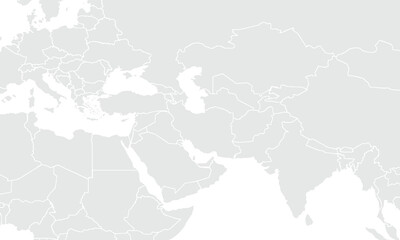 Middle east map Grayscale,isolated on white background for website layouts,background,education, precise,customizable,Travel worldwide,map silhouette backdrop,earth geography, political,reports.