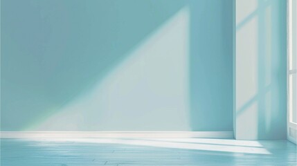 Soft Pastel blue color blank wall. minimalist room