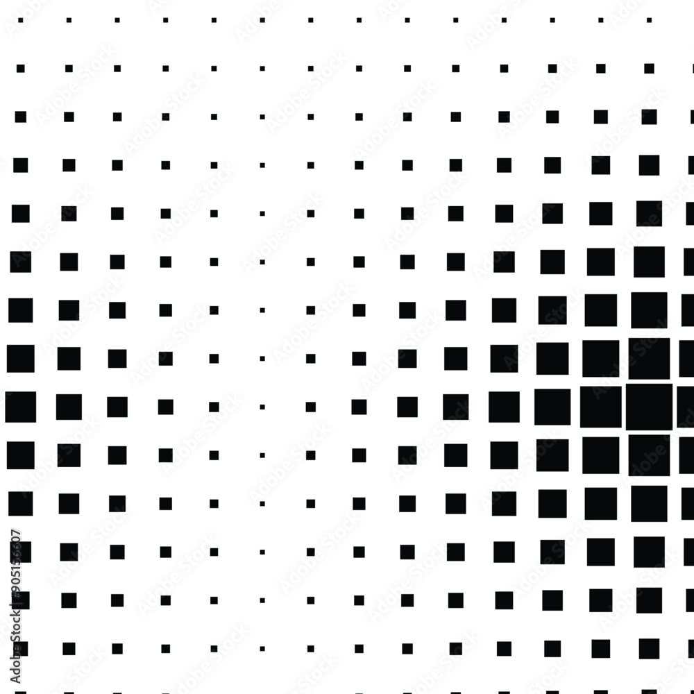 Aufkleber Black square halftone pattern background with square boxes. halftone square box. pixels pattern
