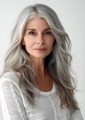Fototapeta premium portrait of a beautiful mature woman with gray hair
