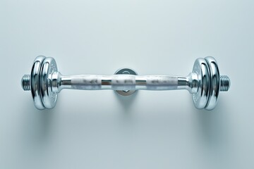 Obraz premium Traditional weightlifting barbell isolated against a serene backdrop highlighting classic strength training.