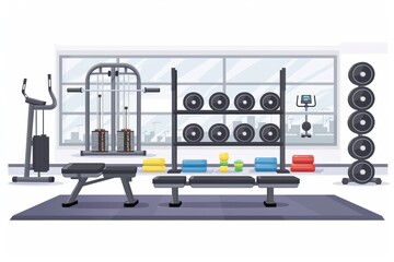 Lavender-themed gym interior with comprehensive workout stations blending style and function.