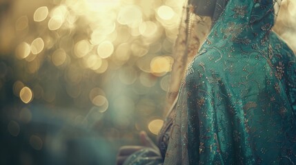 196. Poncho, movie style, pastel colors, metallic pattern, wide shot, soft light, bokeh, fog,