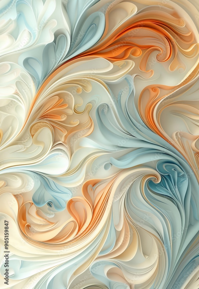 Poster abstract swirls in pastel colors creating a soothing and elegant pattern