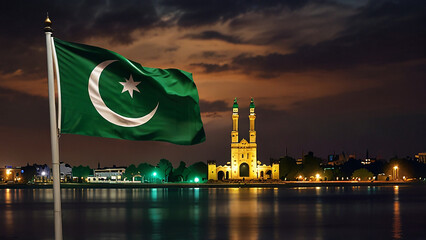 14 August 1947 Pakistan day unique and beautiful banner 77th independence day of Pakistan background wallpaper illustration