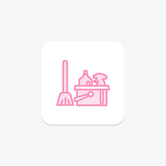 Fototapeta premium Hotel Housekeeping duotone line icon , vector, pixel perfect, illustrator file