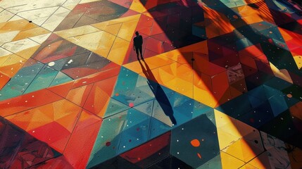 197. Moisture-Wicking Clothing, movie style, bold colors, geometric pattern, aerial view, natural light, shadows, particles,