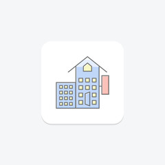 Hotel Accommodation lineal color icon , vector, pixel perfect, illustrator file