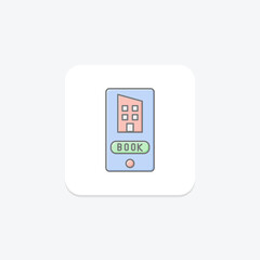 Hotel Booking lineal color icon , vector, pixel perfect, illustrator file