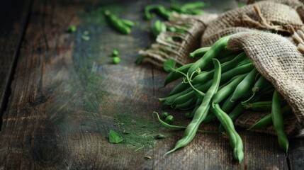 Fresh green beans Healthy versatile meal option on rustic table suitable for various diets