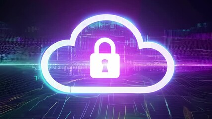 Lock cloud computing network safe encrypted storage personal data protection verified technology encryption security protocol wireless file transfer drive service cyberspace global information net