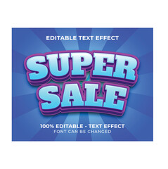 Editable text effect super sale 3D text effect with blue background