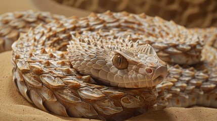 Obraz premium Cerastes cerastes snake commonly known as the Saharan Horned Viper or the Desert Horned Viper