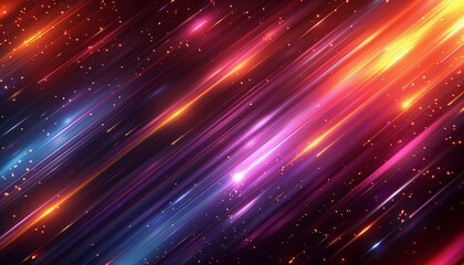 Obraz premium Diagonal Streaks of Neon Light and Glimmering Particles