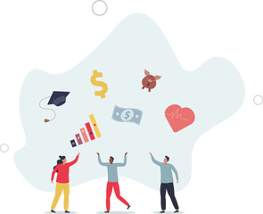 Employee benefits and compensation for staff advantage, reward or bonus payment to motivate employee concept.flat design.illustration with people.
