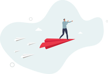 Obraz premium Leadership to guide team direction lead to success, determination or decision to motivate team, power to control or influence people concept.flat design.illustration with people.