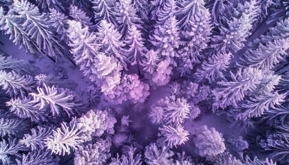 Abstract background wallpaper, Aerial view of a purple snow covered forest with a wide angle lens.