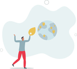 growing business worldwide concept.flat design.illustration with people.