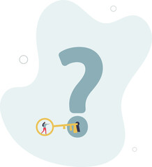 Key to unlock answer for problem and questions, solution or reason to solve problem, wisdom or understanding concept.flat design.illustration with people.
