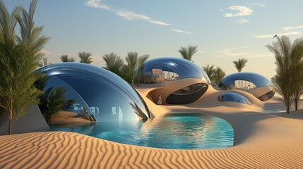 "Oasis of Tomorrow: A High-Tech Haven in the Desert"