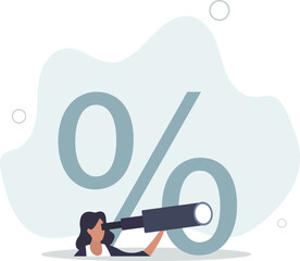 Interest rate forecast, FED and Central bank financial policy, search for investment profit or banking loan payment concept.flat design.illustration with people.