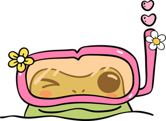 Retro Groovy Summer Frog Vintage Vibrant Bold Cartoon in Swimming Suit