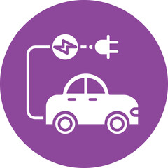 Electric Car glyph circle icon