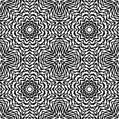 Seamless pattern with black outline drawing on white background. Vector illustration