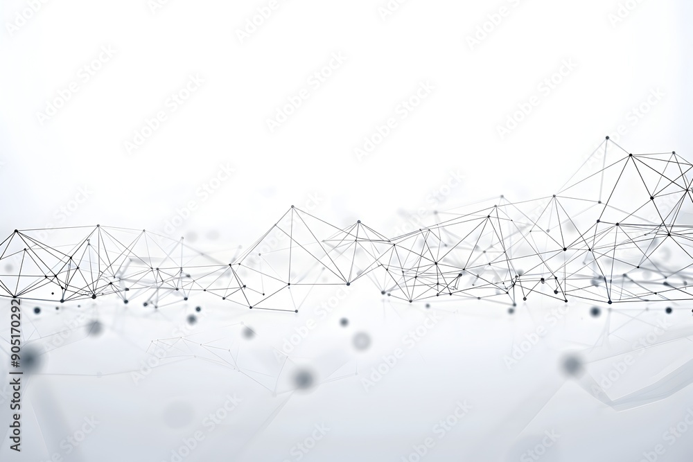 Poster abstract background with connected dots and lines forming geometric pattern, technology network conc