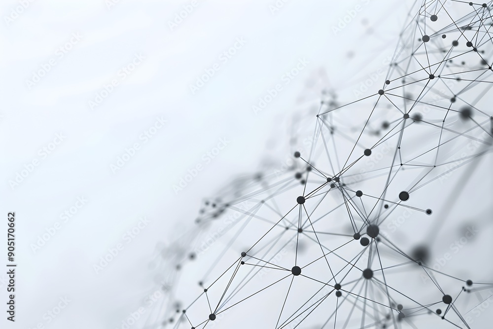 Poster abstract background with connected dots and lines forming geometric pattern, technology network conc